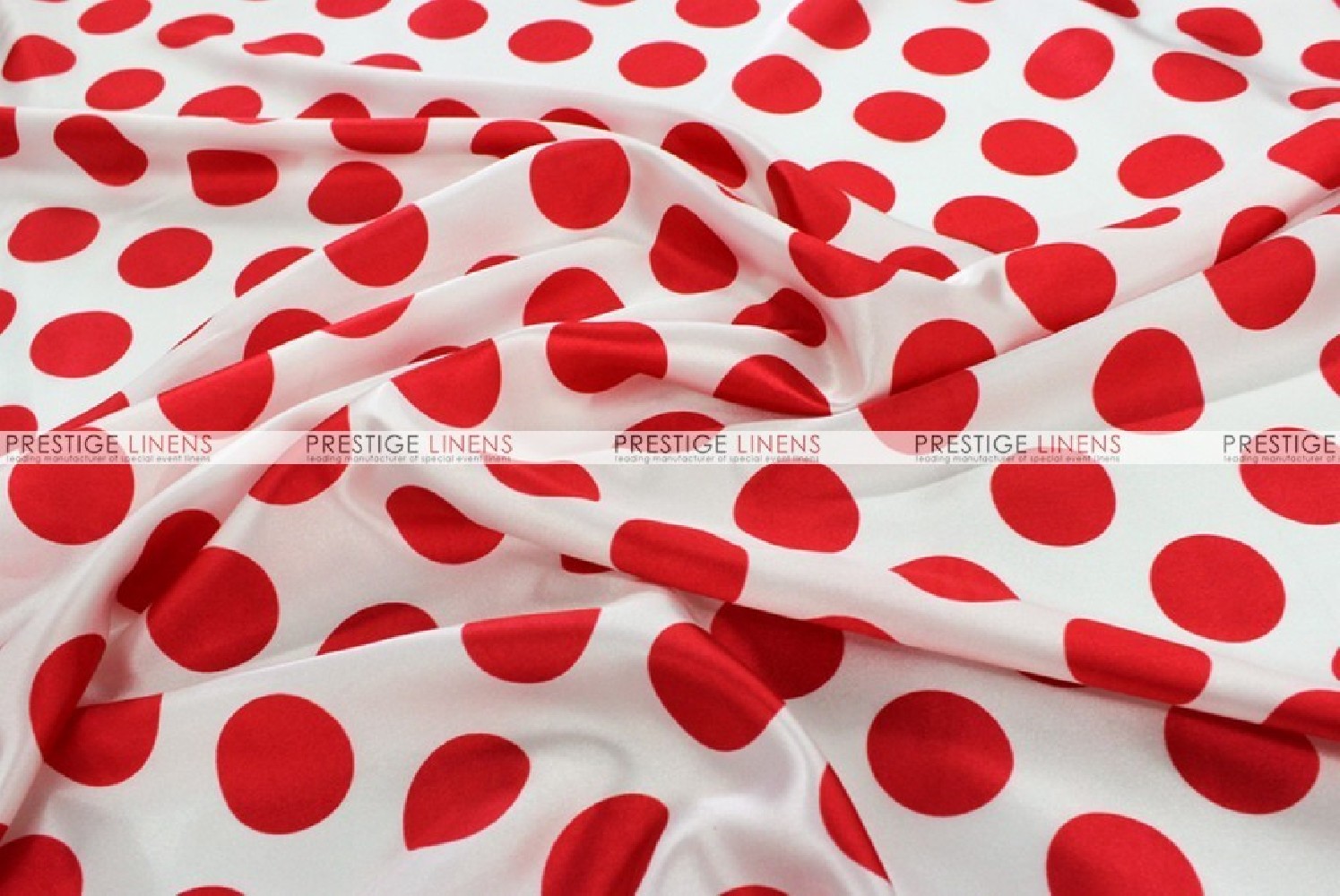 White on Red 1/2 Inch Silky Polka Dot Satin Fabric By The Yard 60’’ Wide Silk Charmeuse Satin Fabric with Polka White Dots Print