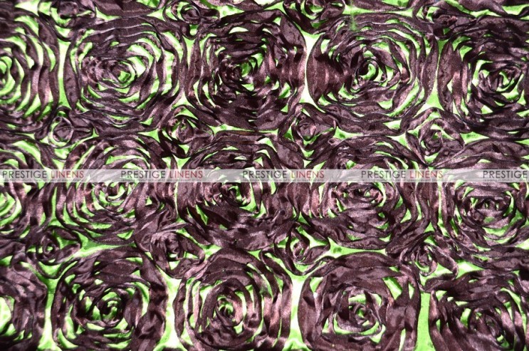Rosette Satin - Fabric by the yard - Brown/Lime