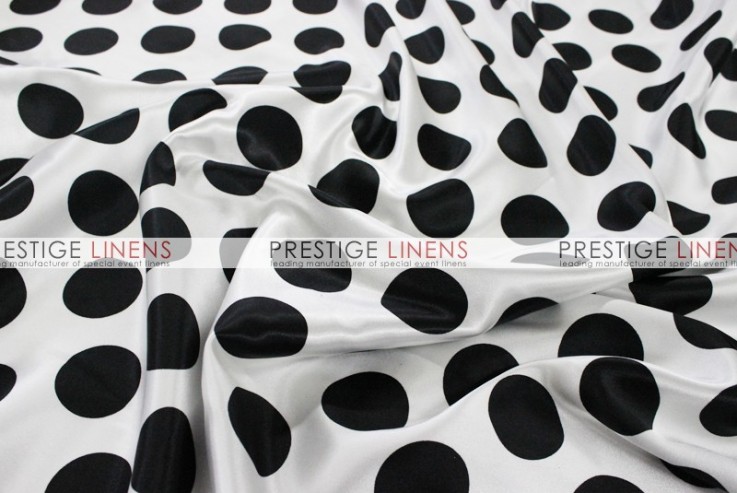 Polka Dot Print Charmeuse Draping - White/Black