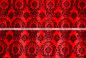 Flocking Damask Taffeta Chair Caps & Sleeves - Red/Black