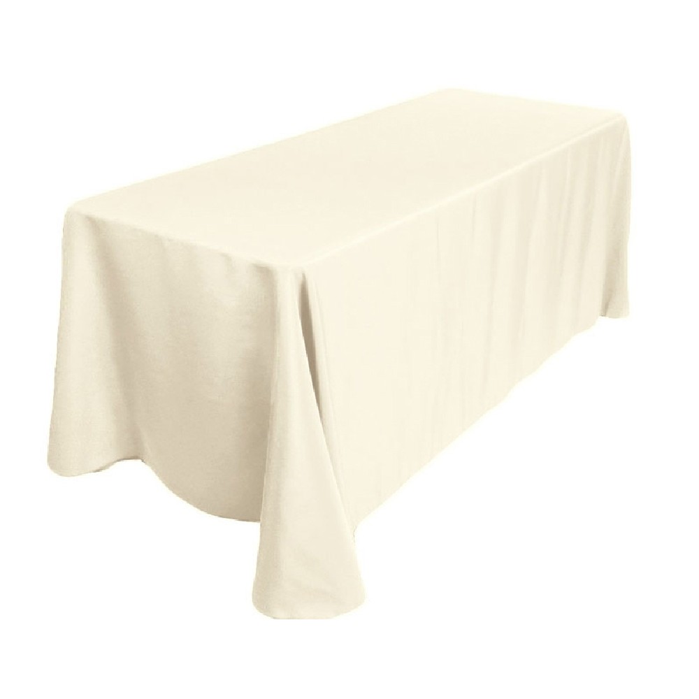 Polyester Tablecloth 90" x 132" Ivory Prestige Linens