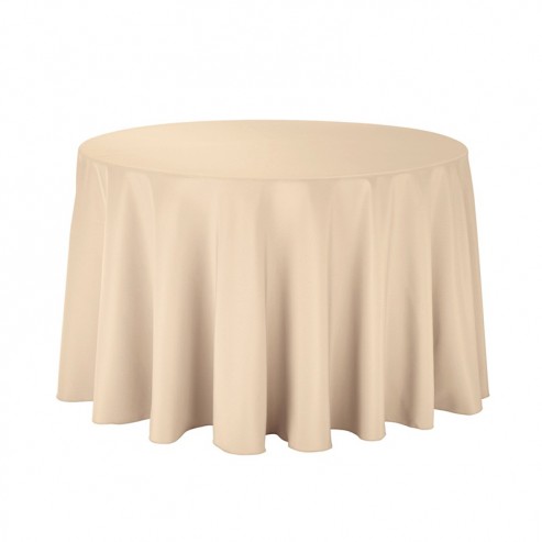 Polyester Tablecloth - 108" Round - Beige