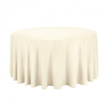 Polyester Tablecloth - 132" Round - Ivory