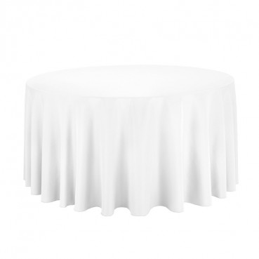 Polyester Tablecloth - 132" Round - White