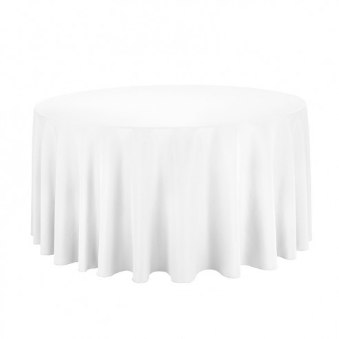 Polyester Tablecloth - 132" Round - White