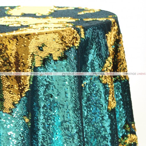 Chameleon Sequins Table Linen - Teal Gold