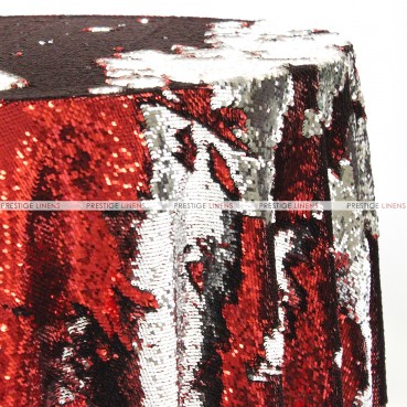 Chameleon Sequins Table Linen - Red Silver