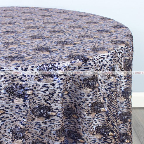 Peacock Sequins Table Linen - Navy Gold