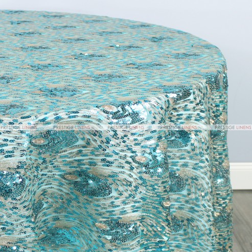Peacock Sequins Table Linen - Turquoise Gold