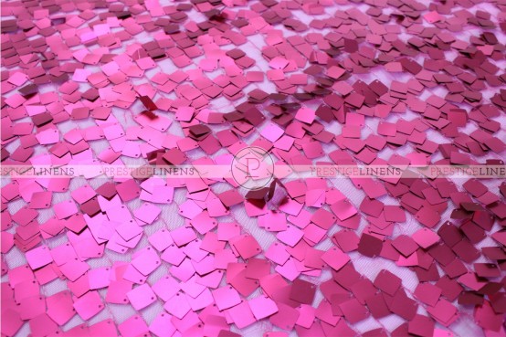 Dazzle Square Sequins Chair Caps & Sleeves - Fuchsia