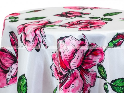 POLY PRINT ANNE'S ROSE TABLE LINEN -PINK