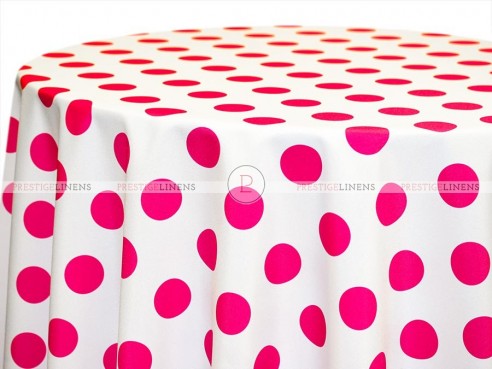 POLY PRINT BIG DOT TABLE LINEN - FUCHSIA ON WHITE