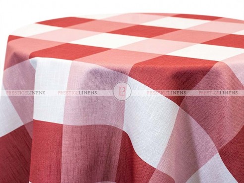 POLY PRINT BIG PLAID TABLE LINEN - CLAY