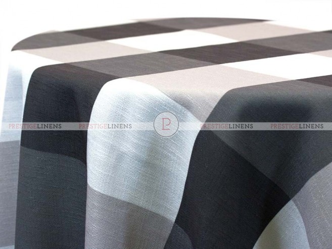 POLY PRINT BIG PLAID TABLE LINEN - GREY