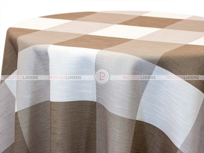 POLY PRINT BIG PLAID TABLE LINEN - KHAKI