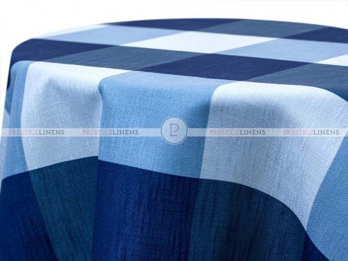 POLY PRINT BIG PLAID TABLE LINEN - NAVY