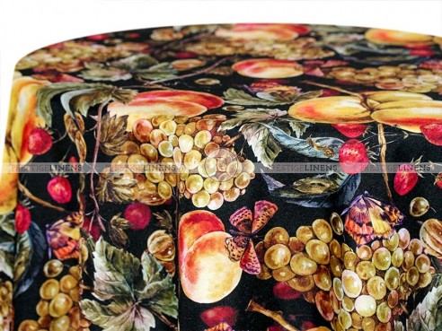 POLY PRINT CORNUCOPIA TABLE LINEN - BLACK