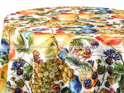 POLY PRINT CORNUCOPIA TABLE LINEN - WHITE