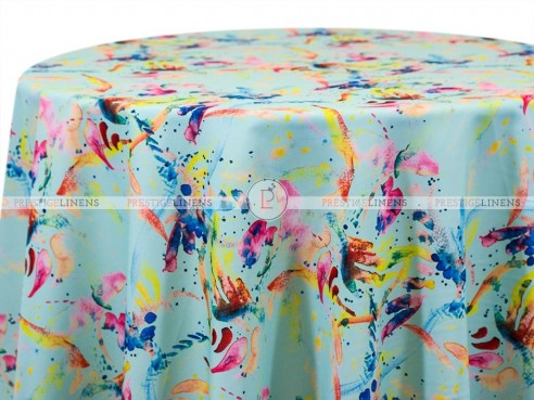 POLY PRINT DROPCLOTH TABLE LINEN - AQUA