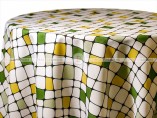 POLY PRINT GRIDLOCK TABLE LINEN - GREEN