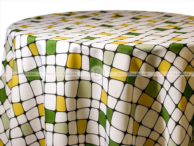 POLY PRINT GRIDLOCK TABLE LINEN - GREEN