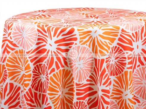 POLY PRINT LILY PADS TABLE LINEN - TANGERINE