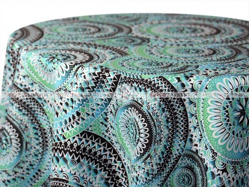 POLY PRINT MEDALLION TABLE LINEN - TURQUOISE