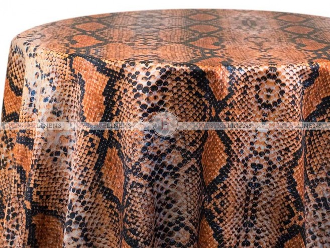 POLY PRINT RATTLE SNAKE TABLE LINEN - COPPER