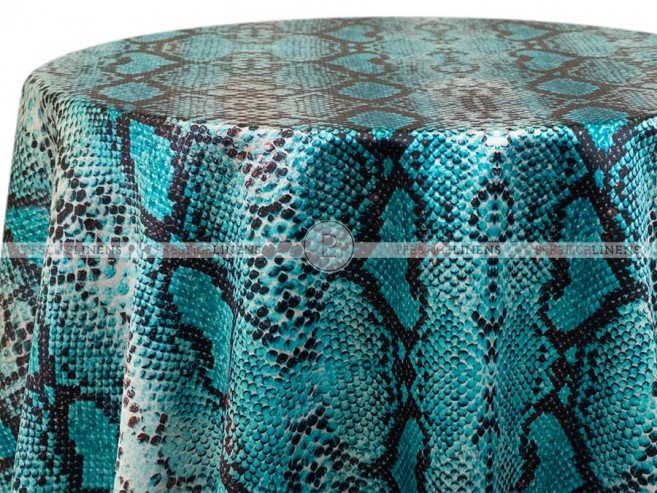POLY PRINT RATTLE SNAKE TABLE LINEN - TURQUOISE