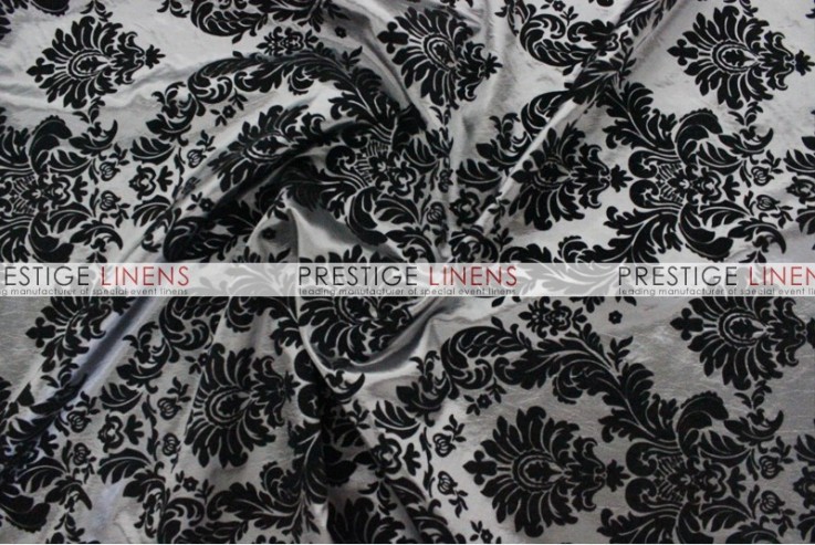 Flocking Damask Taffeta Napkin - Charcoal/Black