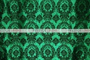 Flocking Damask Taffeta Table Linen - Hunter/Black