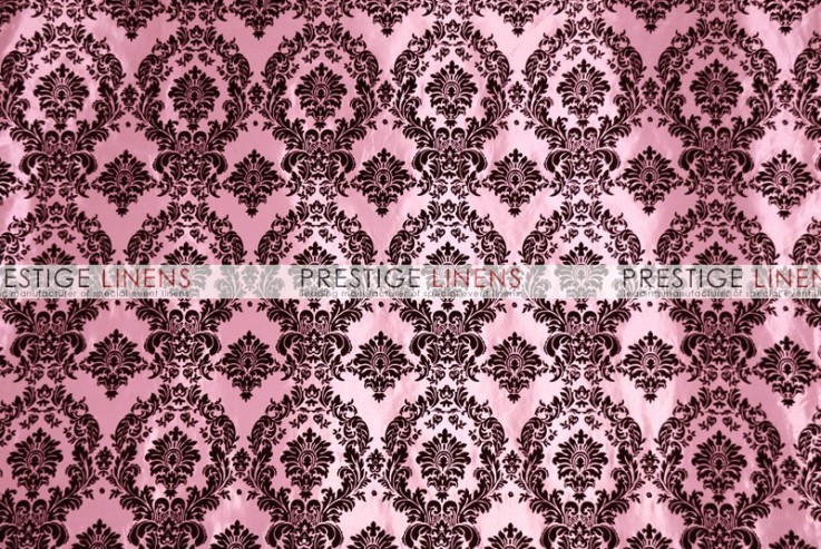 Flocking Damask Taffeta Table Linen - Pink/Black