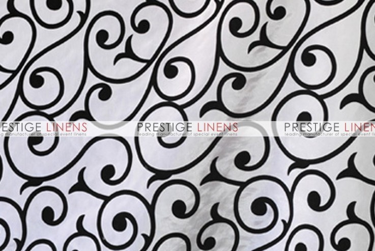 Flocking Damask Taffeta Table Linen - Scroll