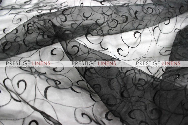 Organza Swirl Table Linen - 1127 Black
