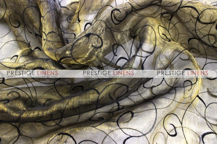 Organza Swirl Table Linen - Gold/Black