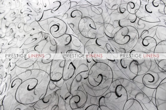Organza Swirl Table Linen - White/Black