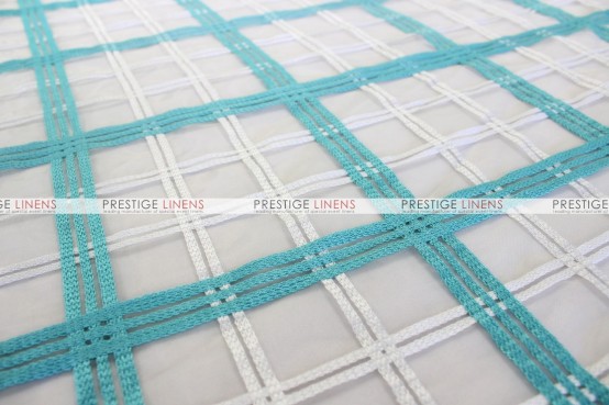 Plaid Sheer Table Linen - Aqua/White