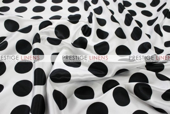 Polka Dot Print Charmeuse Table Runner - White/Black