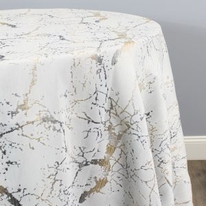 Alabaster Table Linen - White/Silver