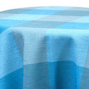 Poly Print - Big Plaid Table Linen - Sky Blue