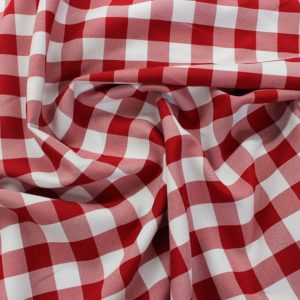Gingham Buffalo Check Poly Table Linen - Red