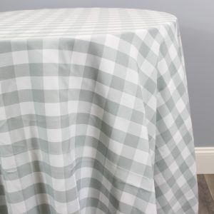 Gingham Buffalo Check Poly Table Linen - Silver