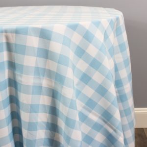 Gingham Buffalo Check Poly Table Linen - Skyblue