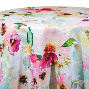 Poly Print - Katie's Watercolor Table Linen - Multi on White