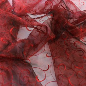 Organza Swirl Table Linen - 628 Burgundy