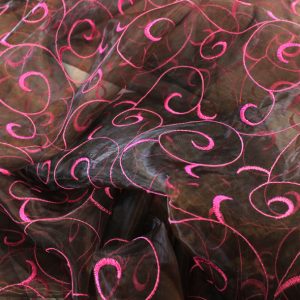 Organza Swirl Table Linen - Brown/Fuchsia