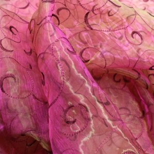 Organza Swirl Table Linen - Magenta/Gold
