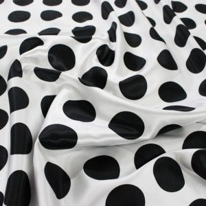 Polka Dot Charmeuse Table Linen - White/Black