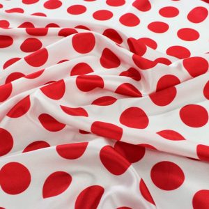 Polka Dot Charmeuse Table Linen - White/Red