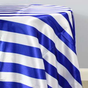 Striped Print Charmeuse Table Linen - Royal